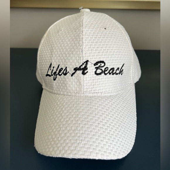 Set 3 Hat ‘Lifes A Beach’ Roxy Sonoma Black White Adjustable Woven Straw Summer - Picture 8 of 17